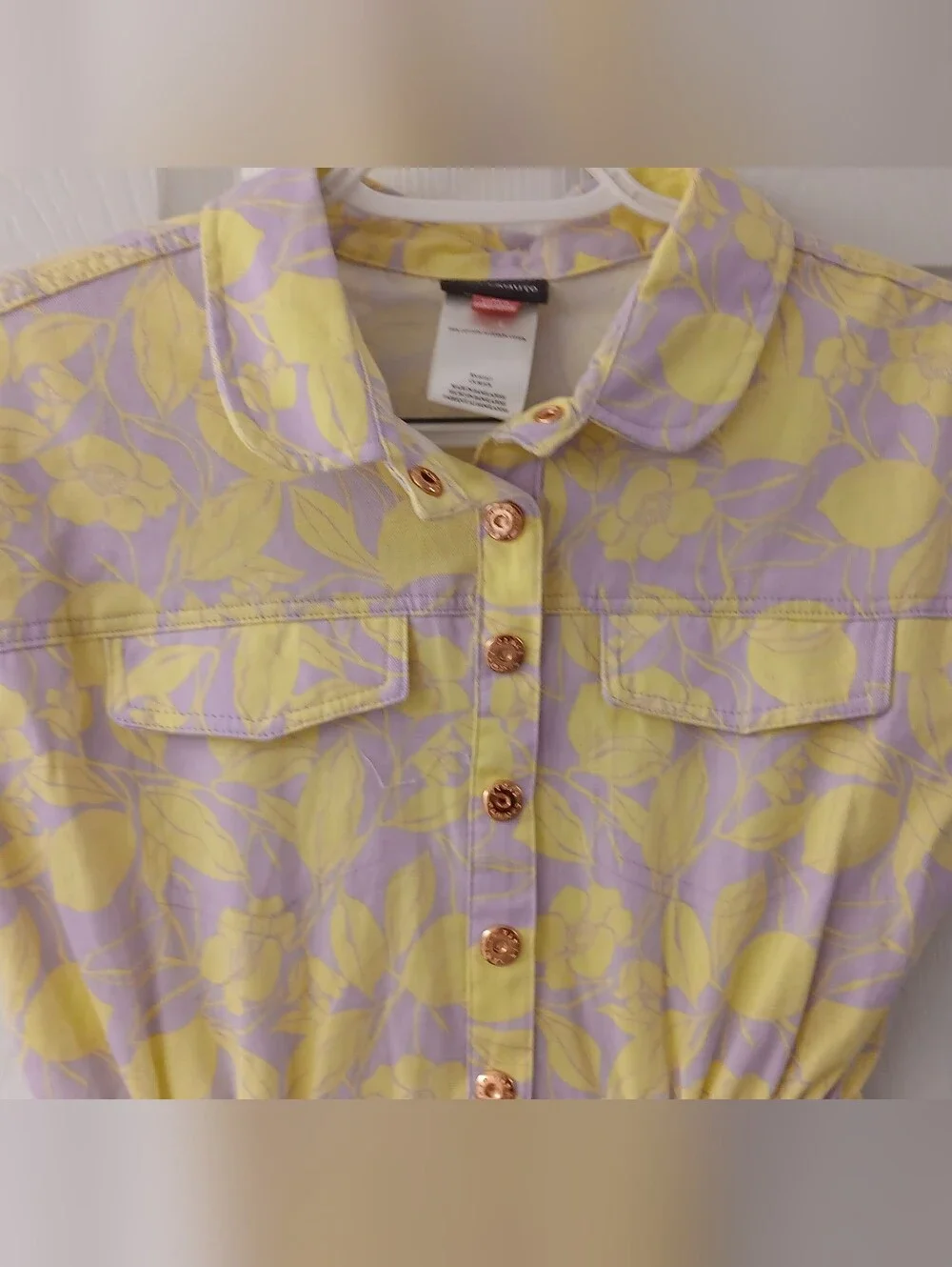 Vince Camuto Girls Romper – Size 12 – Lavender/Yellow Print – 100% Cotton
